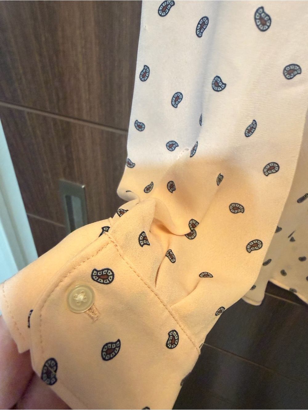LOFT Light Pink Blouse with Navy Dot Print - Picture 5 of 7